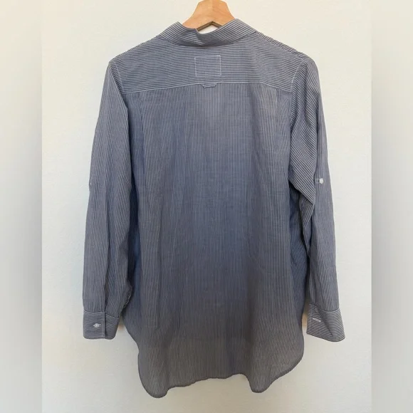 Rails Button Down Blouse Ella in Slate and White - Picture 2 of 6